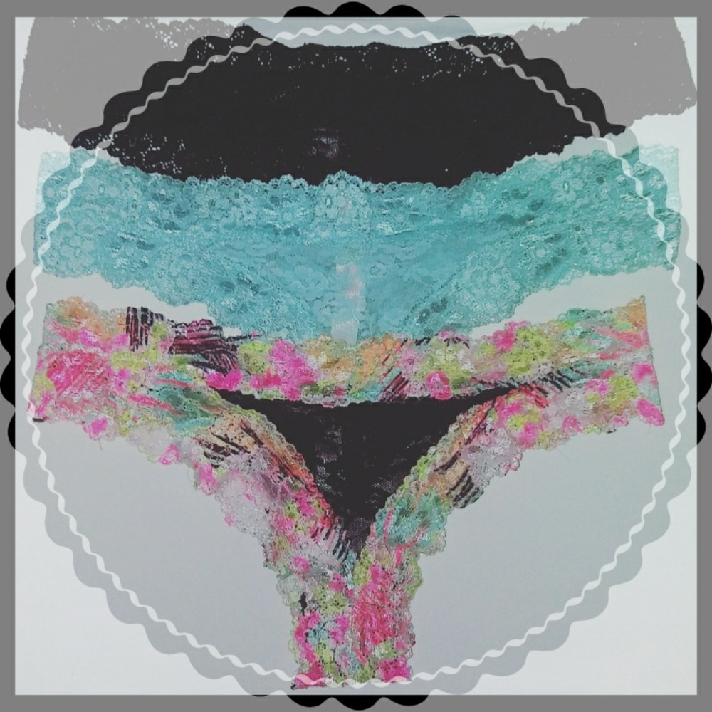3 Blue, Black and Pink Panties